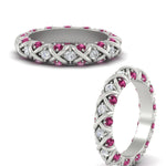 Load image into Gallery viewer, xoxo-eternity-diamond-wedding-band-with-pink-sapphire-in-white-gold-FD11380BGSADRPIANGLE3-NL-WG
