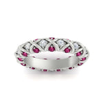 Load image into Gallery viewer, xoxo-eternity-diamond-wedding-band-with-pink-sapphire-in-white-gold-FD11380BGSADRPIANGLE5-NL-WG
