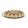 Load image into Gallery viewer, xoxo-eternity-diamond-wedding-band-with-pink-sapphire-in-yellow-gold-FD11380BGSADRPI-NL-YG-HW