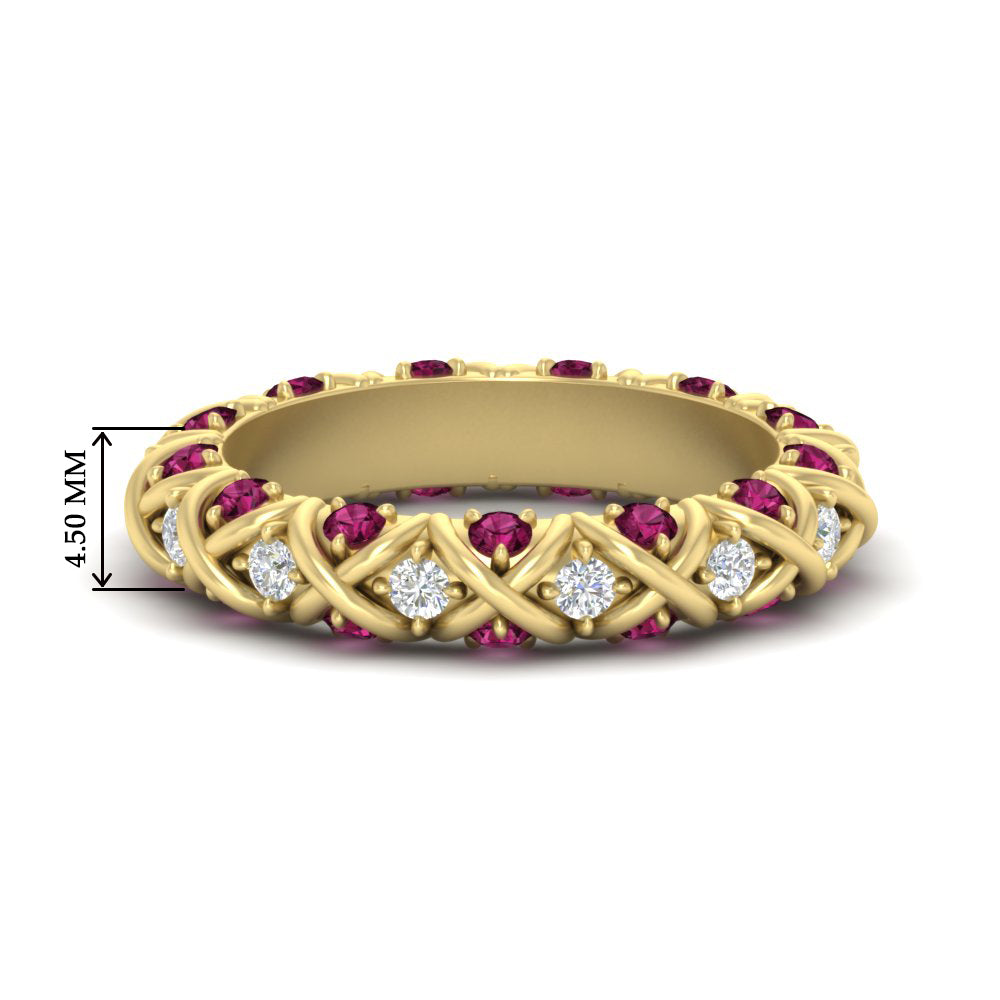 xoxo-eternity-diamond-wedding-band-with-pink-sapphire-in-yellow-gold-FD11380BGSADRPI-NL-YG-HW