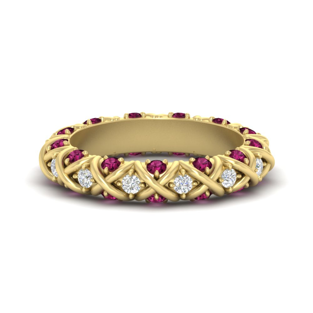 xoxo-eternity-diamond-wedding-band-with-pink-sapphire-in-yellow-gold-FD11380BGSADRPI-NL-YG