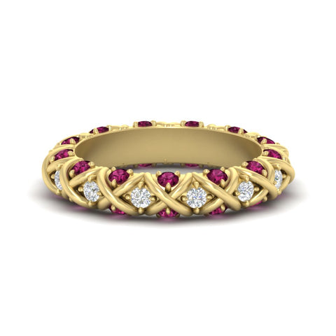xoxo-eternity-diamond-wedding-band-with-pink-sapphire-in-yellow-gold-FD11380BGSADRPI-NL-YG