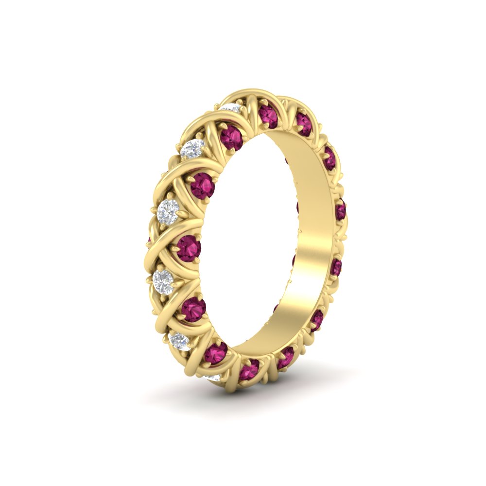 xoxo-eternity-diamond-wedding-band-with-pink-sapphire-in-yellow-gold-FD11380BGSADRPIANGLE2-NL-YG