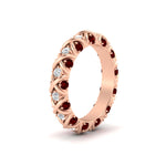Load image into Gallery viewer, xoxo-eternity-diamond-wedding-band-with-ruby-in-rose-gold-FD11380BGRUDRANGLE2-NL-RG
