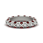 Load image into Gallery viewer, xoxo-eternity-diamond-wedding-band-with-ruby-in-white-gold-FD11380BGRUDR-NL-WG
