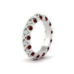 Load image into Gallery viewer, xoxo-eternity-diamond-wedding-band-with-ruby-in-white-gold-FD11380BGRUDRANGLE2-NL-WG
