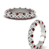 Load image into Gallery viewer, xoxo-eternity-diamond-wedding-band-with-ruby-in-white-gold-FD11380BGRUDRANGLE3-NL-WG