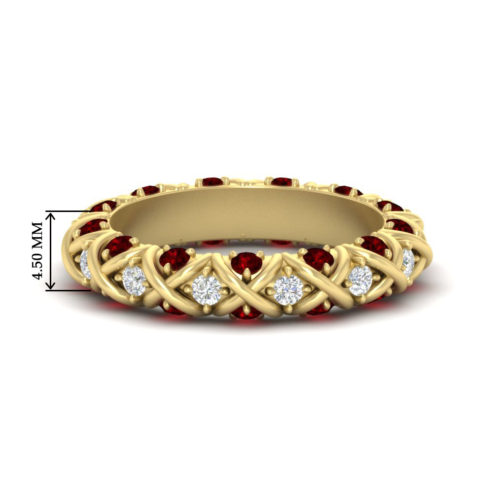 xoxo-eternity-diamond-wedding-band-with-ruby-in-yellow-gold-FD11380BGRUDR-NL-YG-HW