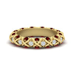 Load image into Gallery viewer, xoxo-eternity-diamond-wedding-band-with-ruby-in-yellow-gold-FD11380BGRUDR-NL-YG
