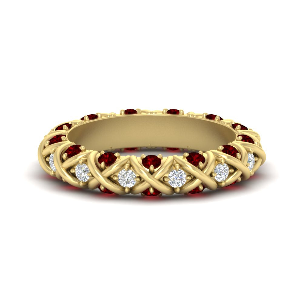 xoxo-eternity-diamond-wedding-band-with-ruby-in-yellow-gold-FD11380BGRUDR-NL-YG