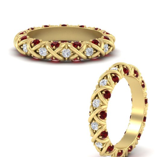 xoxo-eternity-diamond-wedding-band-with-ruby-in-yellow-gold-FD11380BGRUDRANGLE3-NL-YG