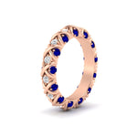 Load image into Gallery viewer, xoxo-eternity-diamond-wedding-band-with-sapphire-in-rose-gold-FD11380BGSABLANGLE2-NL-RG

