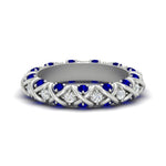 Load image into Gallery viewer, xoxo-eternity-diamond-wedding-band-with-sapphire-in-white-gold-FD11380BGSABL-NL-WG
