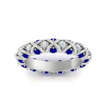 Load image into Gallery viewer, xoxo-eternity-diamond-wedding-band-with-sapphire-in-white-gold-FD11380BGSABLANGLE5-NL-WG
