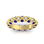Load image into Gallery viewer, xoxo-eternity-diamond-wedding-band-with-sapphire-in-yellow-gold-FD11380BGSABLANGLE5-NL-YG

