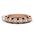 Load image into Gallery viewer, xoxo-half-eternity-diamond-wedding-band-with-black-diamond-in-rose-gold-FD11380HBGBLACK-NL-RG
