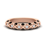 Load image into Gallery viewer, xoxo-half-eternity-diamond-wedding-band-with-black-diamond-in-rose-gold-FD11380HBGBLACK-NL-RG
