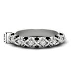 Load image into Gallery viewer, xoxo-half-eternity-diamond-wedding-band-with-black-diamond-in-white-gold-FD11380HBGBLACK-NL-WG
