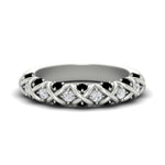 Load image into Gallery viewer, xoxo-half-eternity-diamond-wedding-band-with-black-diamond-in-white-gold-FD11380HBGBLACK-NL-WG
