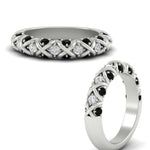 Load image into Gallery viewer, xoxo-half-eternity-diamond-wedding-band-with-black-diamond-in-white-gold-FD11380HBGBLACK-NL-WG
