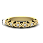 Load image into Gallery viewer, xoxo-half-eternity-diamond-wedding-band-with-black-diamond-in-yellow-gold-FD11380HBGBLACK-NL-YG
