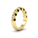 Load image into Gallery viewer, xoxo-half-eternity-diamond-wedding-band-with-black-diamond-in-yellow-gold-FD11380HBGBLACK-NL-YG
