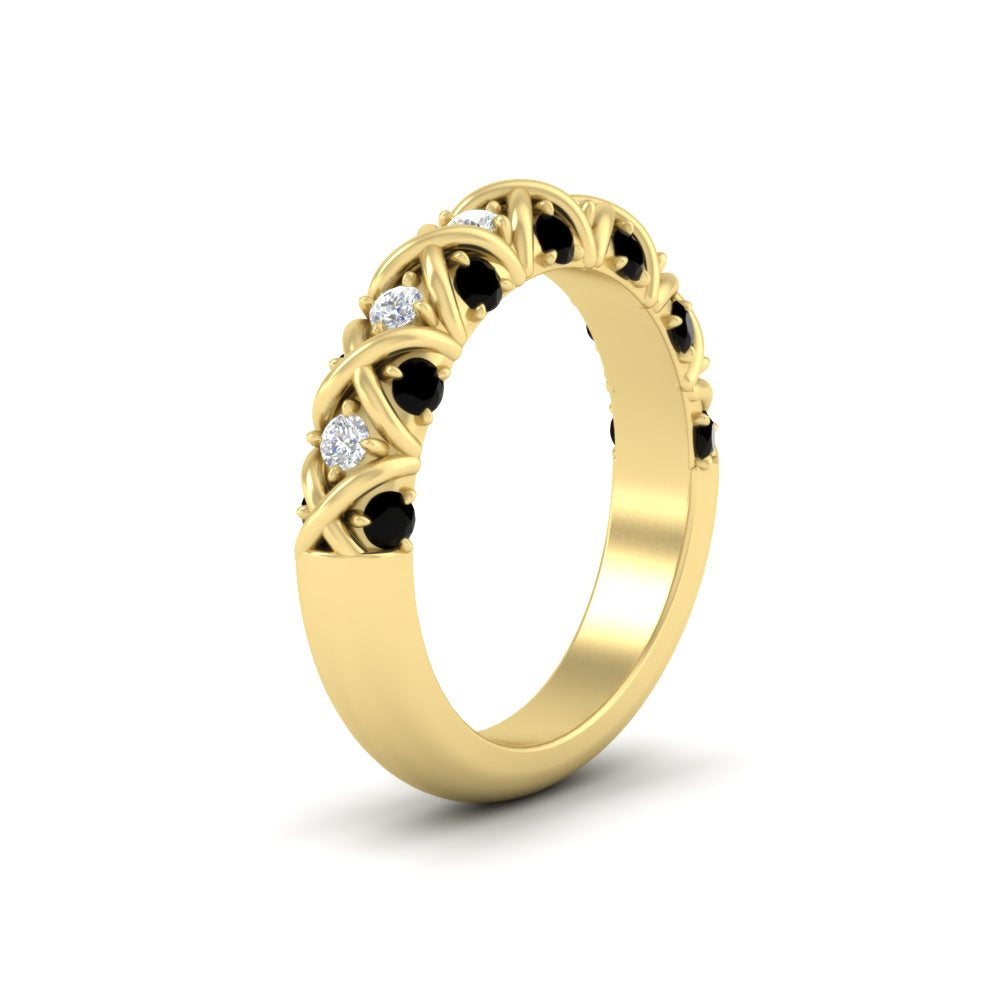 xoxo-half-eternity-diamond-wedding-band-with-black-diamond-in-yellow-gold-FD11380HBGBLACK-NL-YG