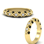 Load image into Gallery viewer, xoxo-half-eternity-diamond-wedding-band-with-black-diamond-in-yellow-gold-FD11380HBGBLACK-NL-YG
