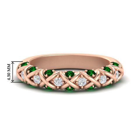 xoxo-half-eternity-diamond-wedding-band-with-emerald-in-rose-gold-FD11380HBGEMGR-NL-RG