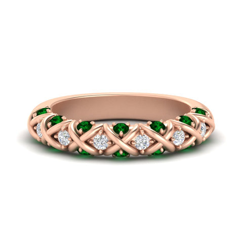 xoxo-half-eternity-diamond-wedding-band-with-emerald-in-rose-gold-FD11380HBGEMGR-NL-RG
