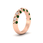 Load image into Gallery viewer, xoxo-half-eternity-diamond-wedding-band-with-emerald-in-rose-gold-FD11380HBGEMGR-NL-RG
