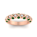 Load image into Gallery viewer, xoxo-half-eternity-diamond-wedding-band-with-emerald-in-rose-gold-FD11380HBGEMGR-NL-RG
