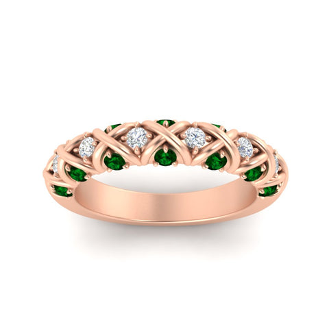 xoxo-half-eternity-diamond-wedding-band-with-emerald-in-rose-gold-FD11380HBGEMGR-NL-RG