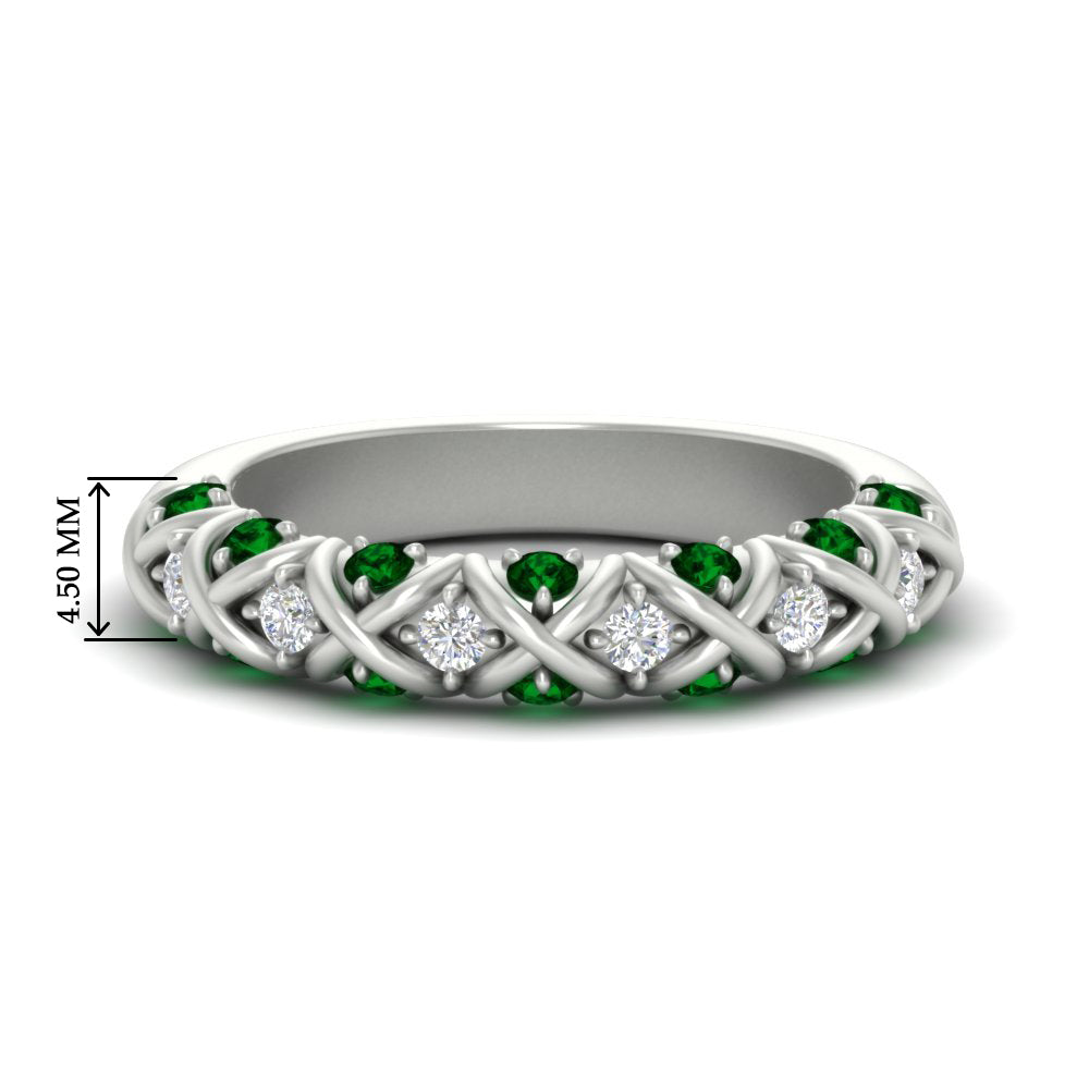 xoxo-half-eternity-diamond-wedding-band-with-emerald-in-white-gold-FD11380HBGEMGR-NL-WG