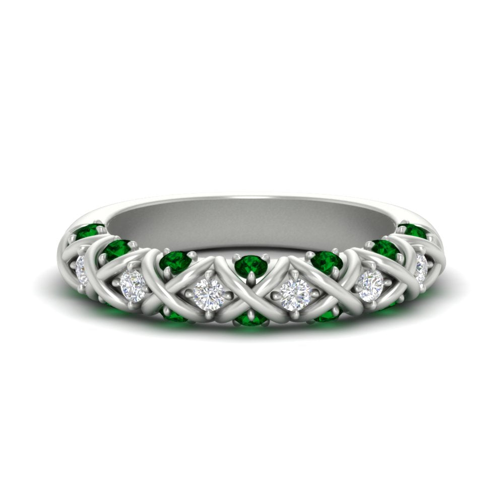 xoxo-half-eternity-diamond-wedding-band-with-emerald-in-white-gold-FD11380HBGEMGR-NL-WG