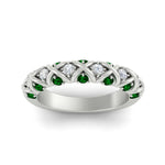 Load image into Gallery viewer, xoxo-half-eternity-diamond-wedding-band-with-emerald-in-white-gold-FD11380HBGEMGR-NL-WG
