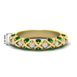 Load image into Gallery viewer, xoxo-half-eternity-diamond-wedding-band-with-emerald-in-yellow-gold-FD11380HBGEMGR-NL-YG
