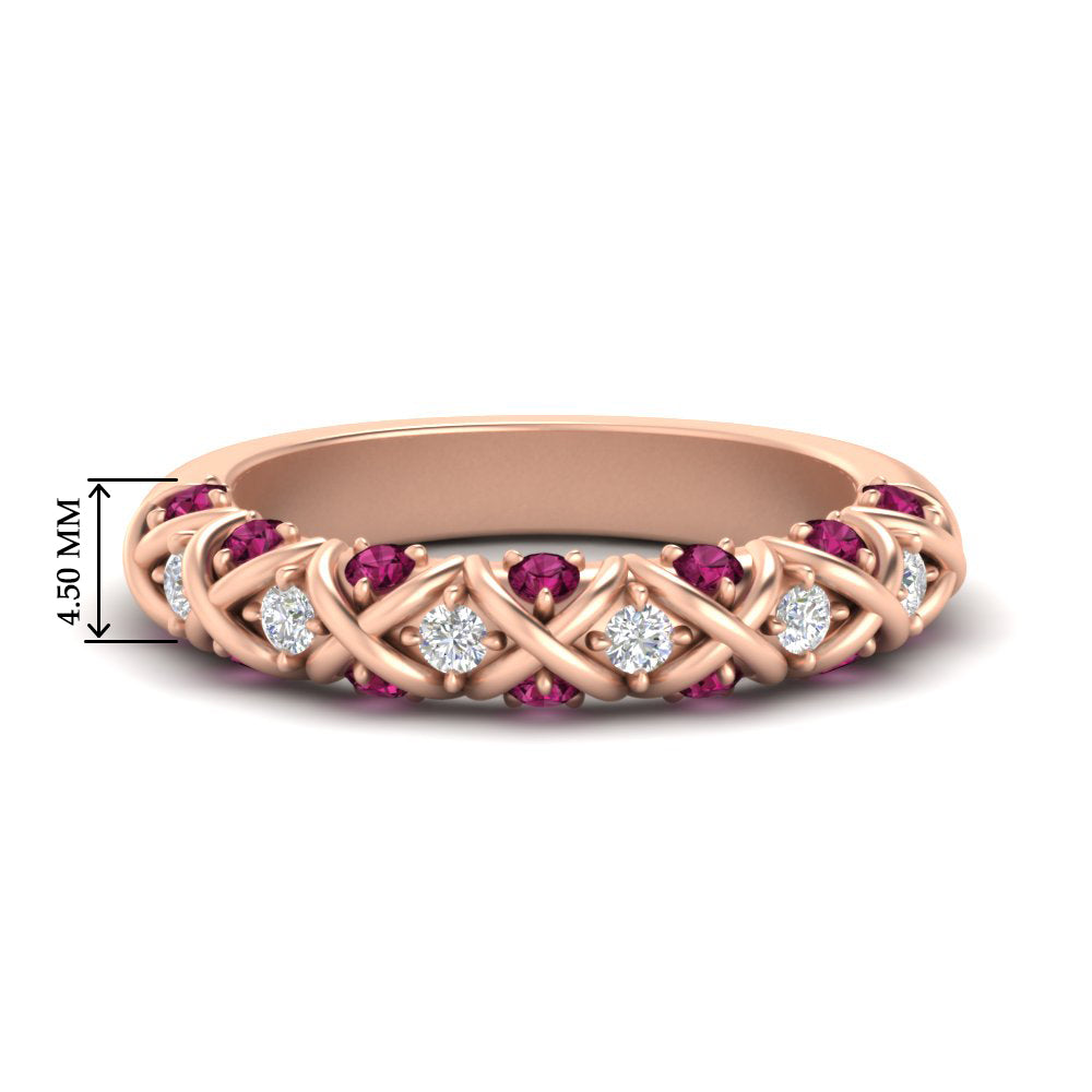 xoxo-half-eternity-diamond-wedding-band-with-pink-sapphire-in-rose-gold-FD11380HBGSADRPI-NL-RG