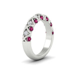 Load image into Gallery viewer, xoxo-half-eternity-diamond-wedding-band-with-pink-sapphire-in-white-gold-FD11380HBGSADRPI-NL-WG

