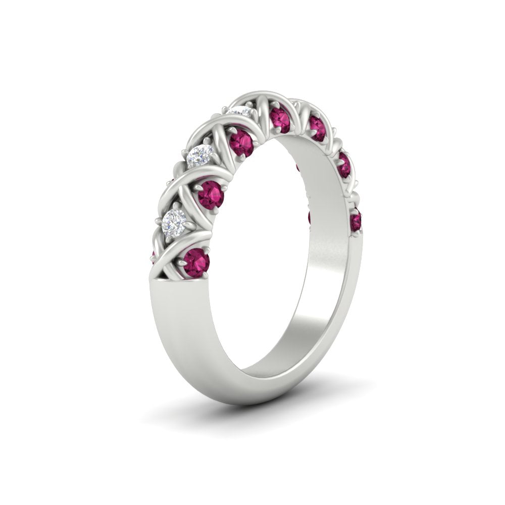 xoxo-half-eternity-diamond-wedding-band-with-pink-sapphire-in-white-gold-FD11380HBGSADRPI-NL-WG