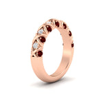 Load image into Gallery viewer, xoxo-half-eternity-diamond-wedding-band-with-ruby-in-rose-gold-FD11380HBGRUDR-NL-RG
