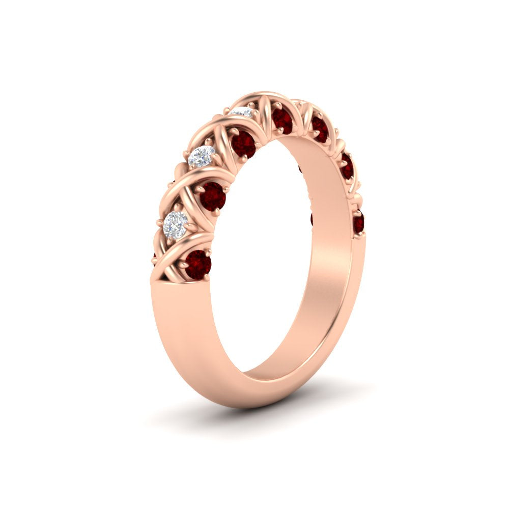 xoxo-half-eternity-diamond-wedding-band-with-ruby-in-rose-gold-FD11380HBGRUDR-NL-RG