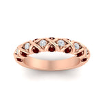 Load image into Gallery viewer, xoxo-half-eternity-diamond-wedding-band-with-ruby-in-rose-gold-FD11380HBGRUDR-NL-RG
