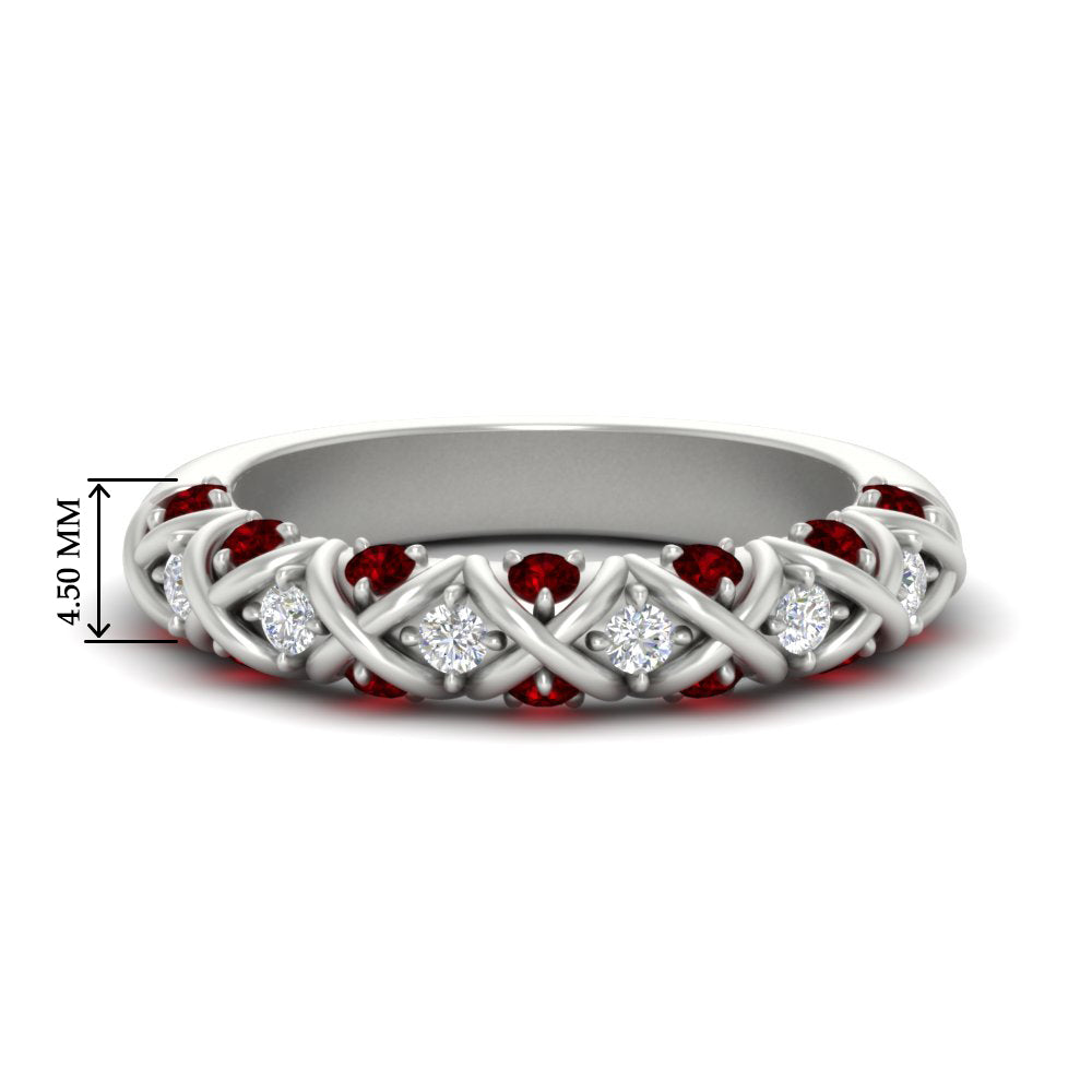 xoxo-half-eternity-diamond-wedding-band-with-ruby-in-white-gold-FD11380HBGRUDR-NL-WG