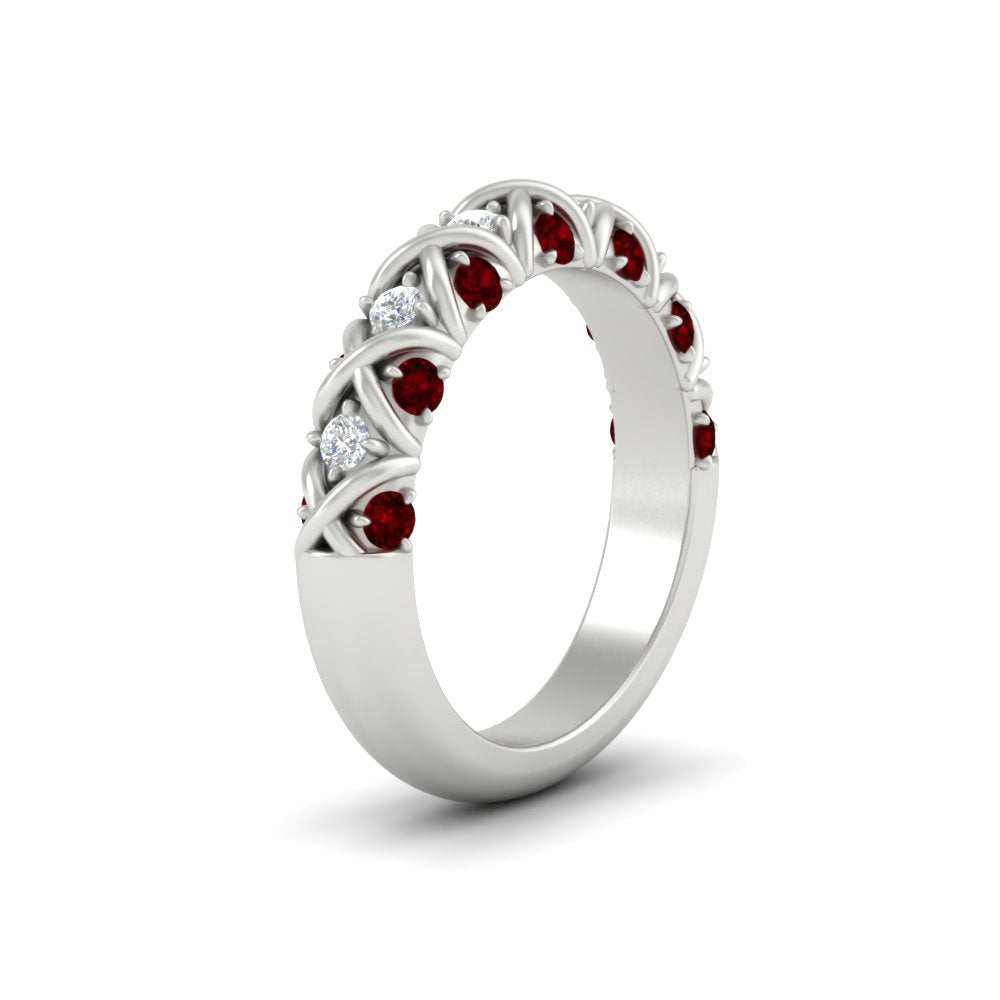 xoxo-half-eternity-diamond-wedding-band-with-ruby-in-white-gold-FD11380HBGRUDR-NL-WG