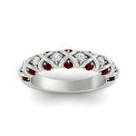 Load image into Gallery viewer, xoxo-half-eternity-diamond-wedding-band-with-ruby-in-white-gold-FD11380HBGRUDR-NL-WG
