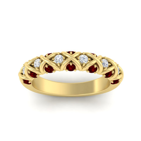 xoxo-half-eternity-diamond-wedding-band-with-ruby-in-yellow-gold-FD11380HBGRUDR-NL-YG