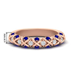 Load image into Gallery viewer, xoxo-half-eternity-diamond-wedding-band-with-sapphire-in-rose-gold-FD11380HBGSABL-NL-RG

