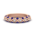 Load image into Gallery viewer, xoxo-half-eternity-diamond-wedding-band-with-sapphire-in-rose-gold-FD11380HBGSABL-NL-RG
