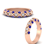 Load image into Gallery viewer, xoxo-half-eternity-diamond-wedding-band-with-sapphire-in-rose-gold-FD11380HBGSABL-NL-RG
